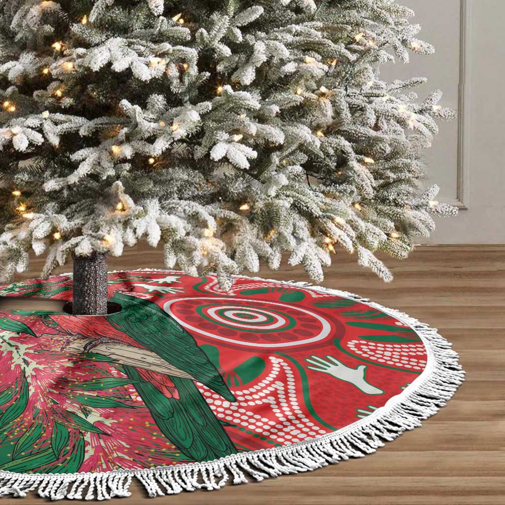 King Parrot Australia Tree Skirt Bottlebrushes Aboriginal Art - Aussie Hoodie