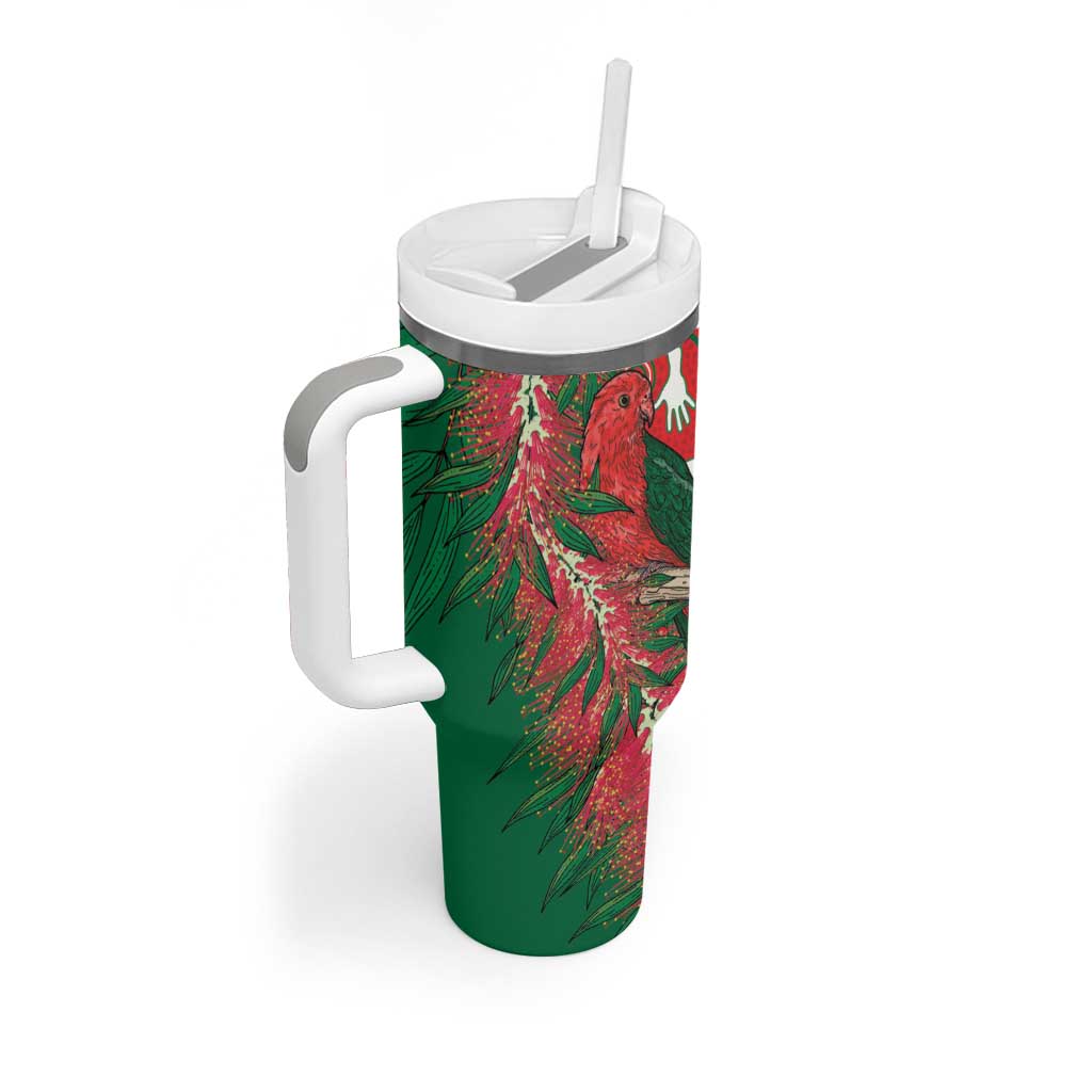 King Parrot Australia Tumbler With Handle Bottlebrushes Aboriginal Art - Aussie Hoodie