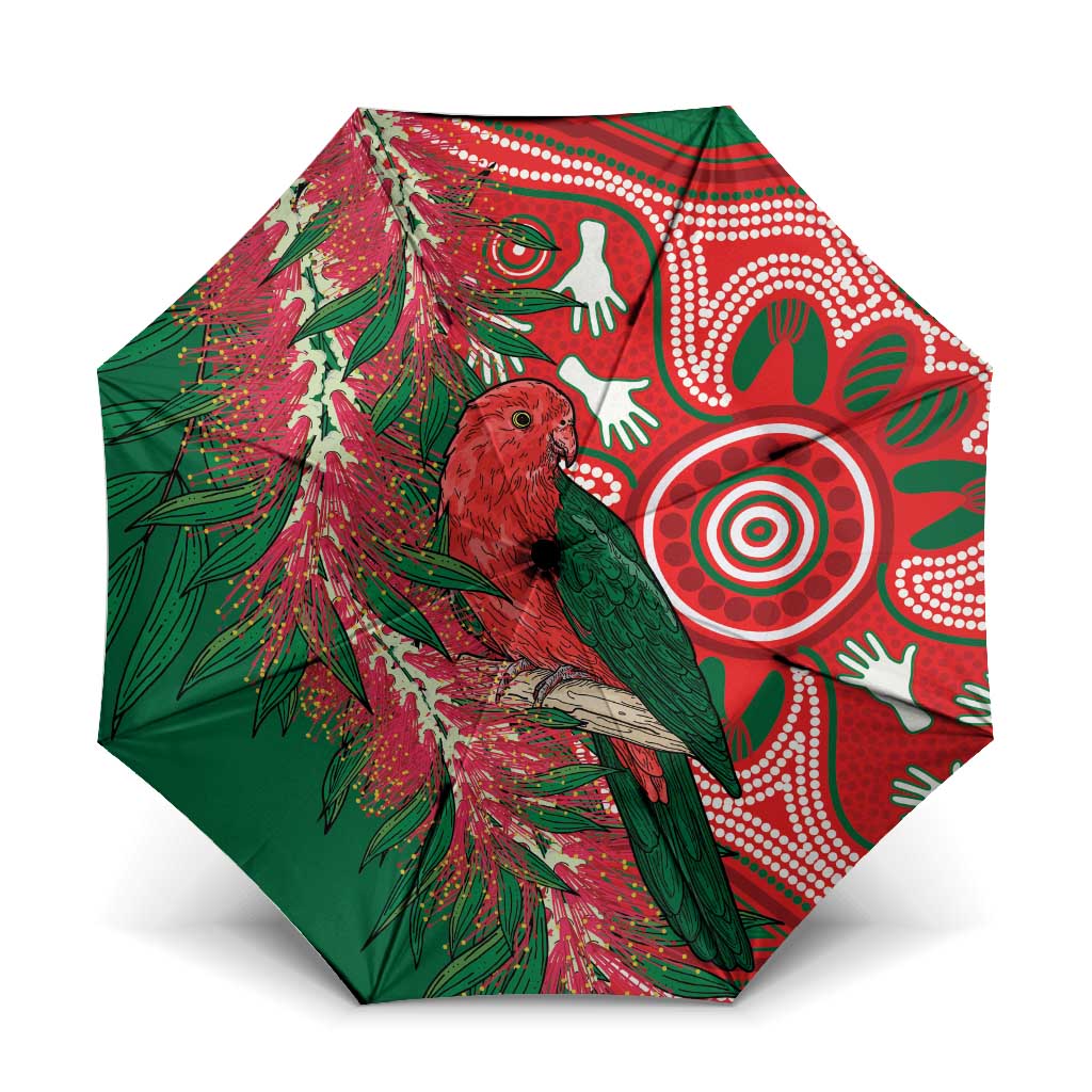 King Parrot Australia Umbrella Bottlebrushes Aboriginal Art - Aussie Hoodie