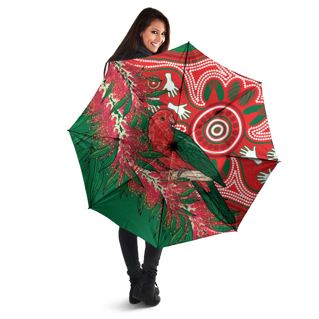 King Parrot Australia Umbrella Bottlebrushes Aboriginal Art - Aussie Hoodie