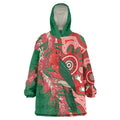 King Parrot Australia Wearable Blanket Hoodie Bottlebrushes Aboriginal Art - Aussie Hoodie