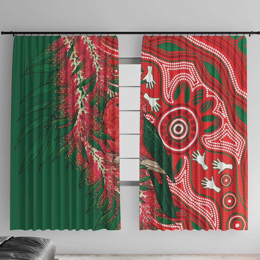 King Parrot Australia Window Curtain Bottlebrushes Aboriginal Art - Aussie Hoodie