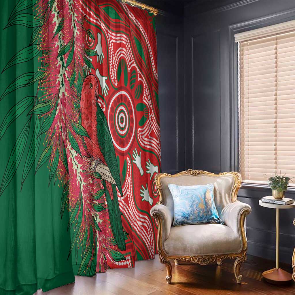 King Parrot Australia Window Curtain Bottlebrushes Aboriginal Art - Aussie Hoodie
