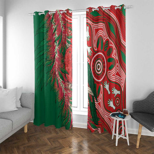 King Parrot Australia Window Curtain Bottlebrushes Aboriginal Art - Aussie Hoodie