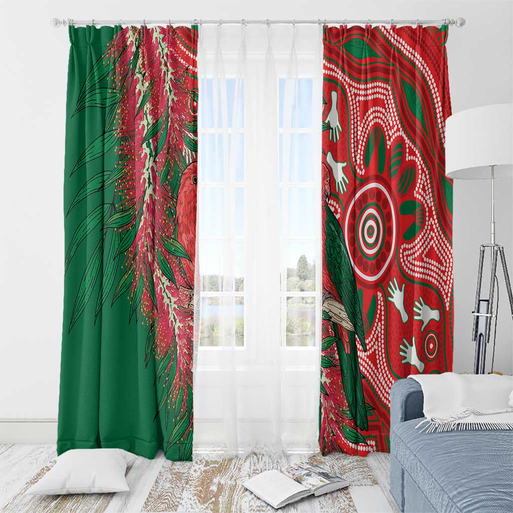 King Parrot Australia Window Curtain Bottlebrushes Aboriginal Art - Aussie Hoodie