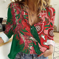 King Parrot Australia Women Casual Shirt Bottlebrushes Aboriginal Art - Aussie Hoodie