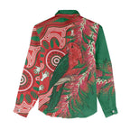 King Parrot Australia Women Casual Shirt Bottlebrushes Aboriginal Art - Aussie Hoodie