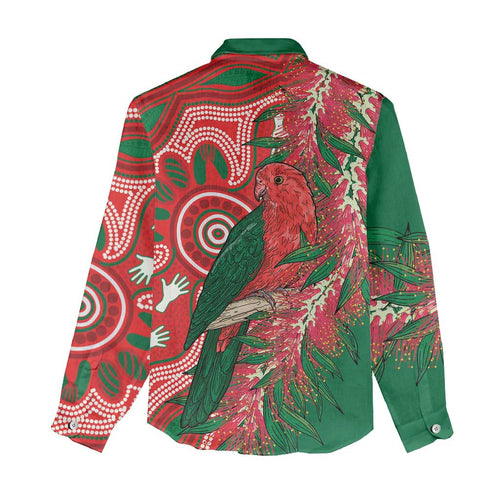 King Parrot Australia Women Casual Shirt Bottlebrushes Aboriginal Art - Aussie Hoodie