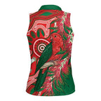King Parrot Australia Women Sleeveless Polo Shirt Bottlebrushes Aboriginal Art - Aussie Hoodie
