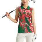 King Parrot Australia Women Sleeveless Polo Shirt Bottlebrushes Aboriginal Art - Aussie Hoodie