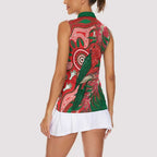 King Parrot Australia Women Sleeveless Polo Shirt Bottlebrushes Aboriginal Art - Aussie Hoodie