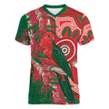 King Parrot Australia Women V-Neck T-Shirt Bottlebrushes Aboriginal Art - Aussie Hoodie