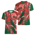 King Parrot Australia Women V-Neck T-Shirt Bottlebrushes Aboriginal Art - Aussie Hoodie