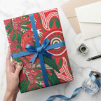 King Parrot Australia Wrapping Paper Bottlebrushes Aboriginal Art - Aussie Hoodie