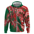 King Parrot Australia Zip Hoodie Bottlebrushes Aboriginal Art - Aussie Hoodie