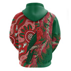 King Parrot Australia Zip Hoodie Bottlebrushes Aboriginal Art - Aussie Hoodie