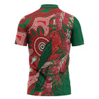 King Parrot Australia Zipper Polo Shirt Bottlebrushes Aboriginal Art - Aussie Hoodie
