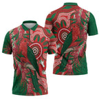 King Parrot Australia Zipper Polo Shirt Bottlebrushes Aboriginal Art - Aussie Hoodie