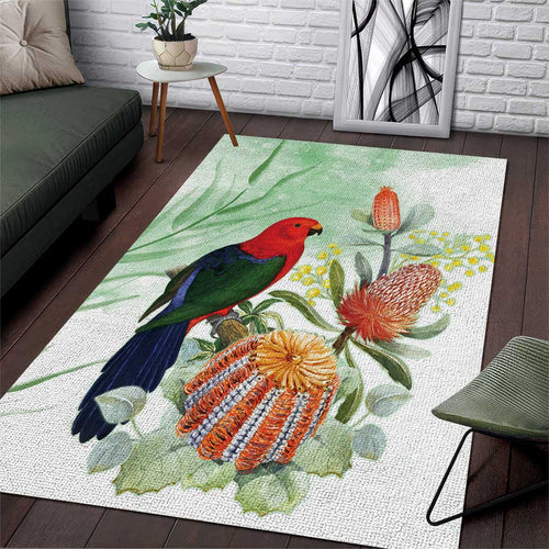 King Parrot Australia Area Rug Alisterus Scapularis Banksia Watercolor - Aussie Hoodie