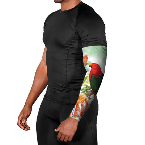 King Parrot Australia Arm Sleeves Alisterus Scapularis Banksia Watercolor - Aussie Hoodie