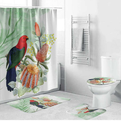 King Parrot Australia Bathroom Set Alisterus Scapularis Banksia Watercolor - Aussie Hoodie
