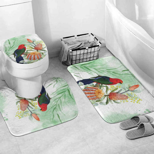 King Parrot Australia Bathroom Set Alisterus Scapularis Banksia Watercolor - Aussie Hoodie