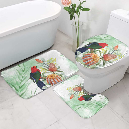 King Parrot Australia Bathroom Set Alisterus Scapularis Banksia Watercolor - Aussie Hoodie