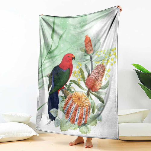 King Parrot Australia Blanket Alisterus Scapularis Banksia Watercolor - Aussie Hoodie
