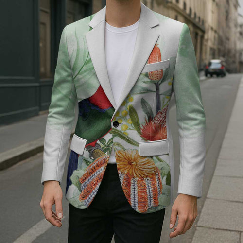 King Parrot Australia Blazer Alisterus Scapularis Banksia Watercolor - Aussie Hoodie