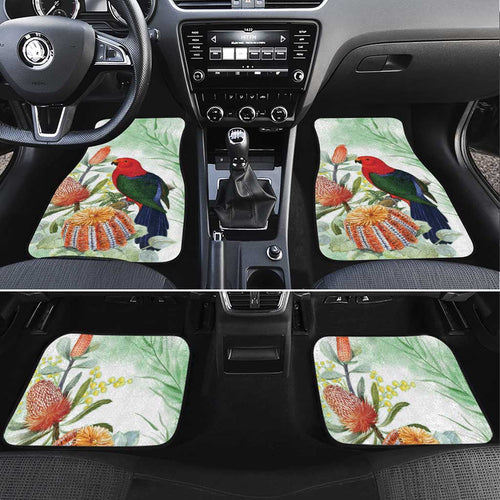 King Parrot Australia Car Mats Alisterus Scapularis Banksia Watercolor - Aussie Hoodie