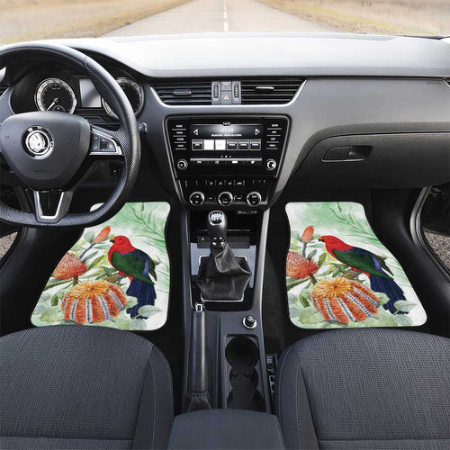 King Parrot Australia Car Mats Alisterus Scapularis Banksia Watercolor - Aussie Hoodie