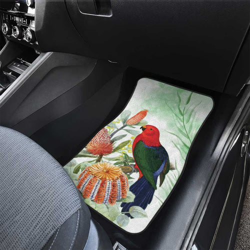 King Parrot Australia Car Mats Alisterus Scapularis Banksia Watercolor - Aussie Hoodie