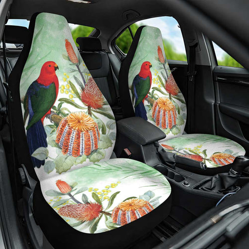 King Parrot Australia Car Seat Cover Alisterus Scapularis Banksia Watercolor - Aussie Hoodie