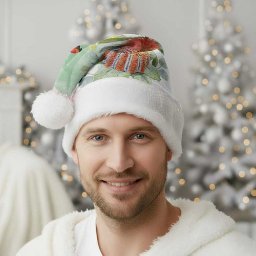 King Parrot Australia Christmas Santa Hat Alisterus Scapularis Banksia Watercolor - Aussie Hoodie