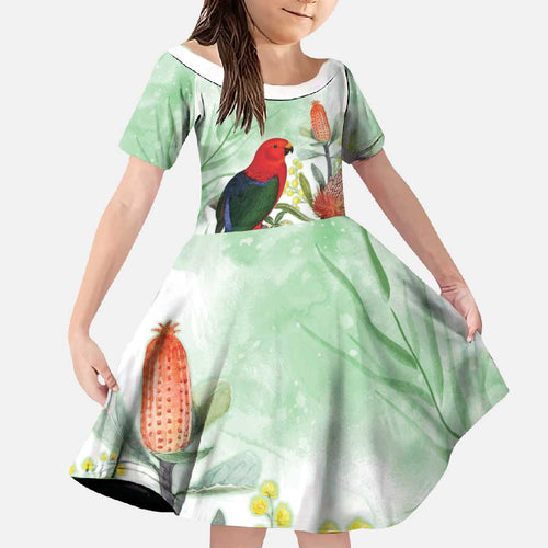 King Parrot Australia Family Matching Mermaid Dress and Hawaiian Shirt Alisterus Scapularis Banksia Watercolor - Aussie Hoodie