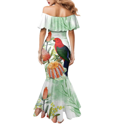 King Parrot Australia Family Matching Mermaid Dress and Hawaiian Shirt Alisterus Scapularis Banksia Watercolor - Aussie Hoodie