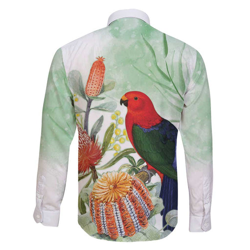 King Parrot Australia Family Matching Off Shoulder Short Dress and Hawaiian Shirt Alisterus Scapularis Banksia Watercolor - Aussie Hoodie