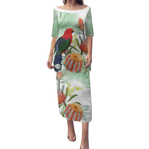 King Parrot Australia Family Matching Puletasi and Hawaiian Shirt Alisterus Scapularis Banksia Watercolor - Aussie Hoodie