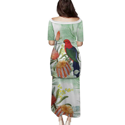 King Parrot Australia Family Matching Puletasi and Hawaiian Shirt Alisterus Scapularis Banksia Watercolor - Aussie Hoodie