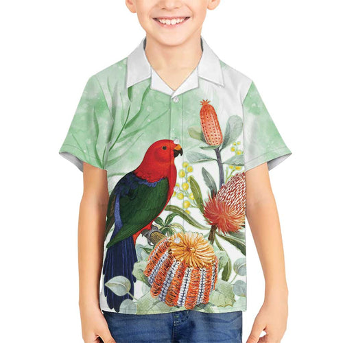 King Parrot Australia Family Matching Puletasi and Hawaiian Shirt Alisterus Scapularis Banksia Watercolor - Aussie Hoodie
