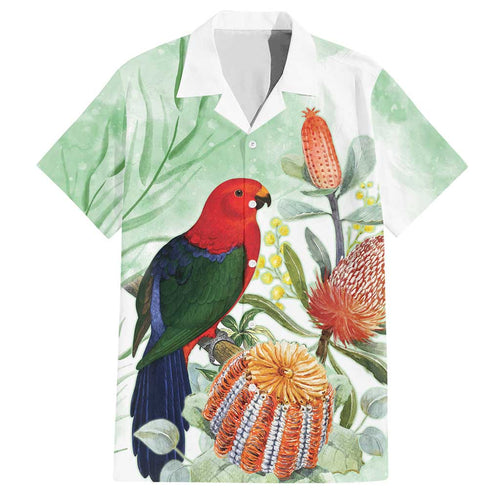 King Parrot Australia Family Matching Short Sleeve Bodycon Dress and Hawaiian Shirt Alisterus Scapularis Banksia Watercolor - Aussie Hoodie
