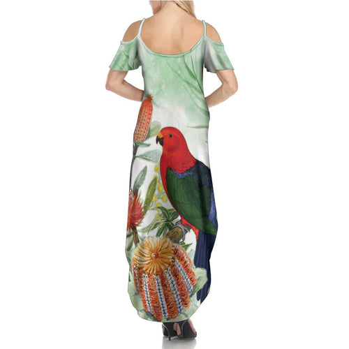King Parrot Australia Family Matching Summer Maxi Dress and Hawaiian Shirt Alisterus Scapularis Banksia Watercolor - Aussie Hoodie