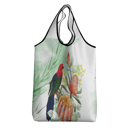 King Parrot Australia Grocery Bag Alisterus Scapularis Banksia Watercolor - Aussie Hoodie