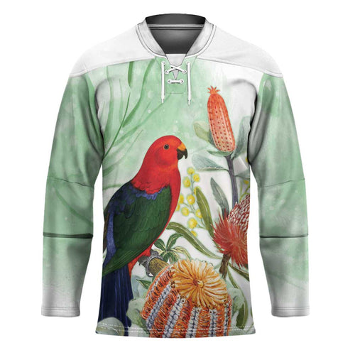 King Parrot Australia Hockey Jersey Alisterus Scapularis Banksia Watercolor - Aussie Hoodie