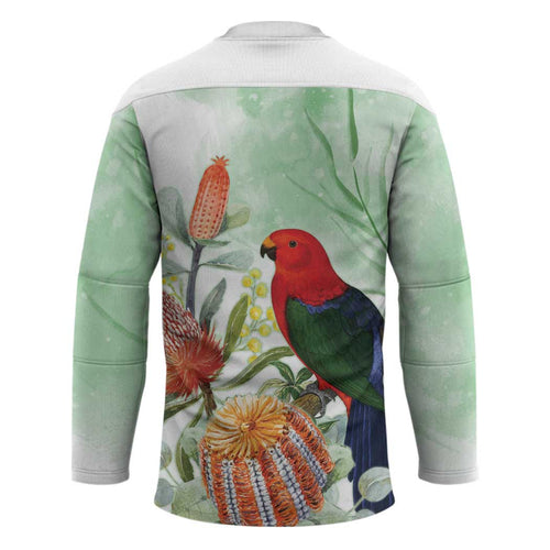 King Parrot Australia Hockey Jersey Alisterus Scapularis Banksia Watercolor - Aussie Hoodie