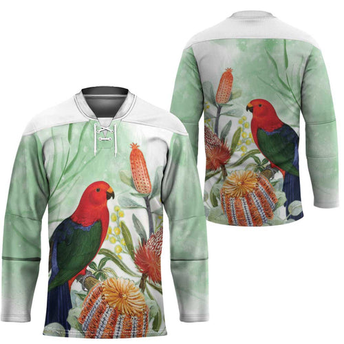 King Parrot Australia Hockey Jersey Alisterus Scapularis Banksia Watercolor - Aussie Hoodie