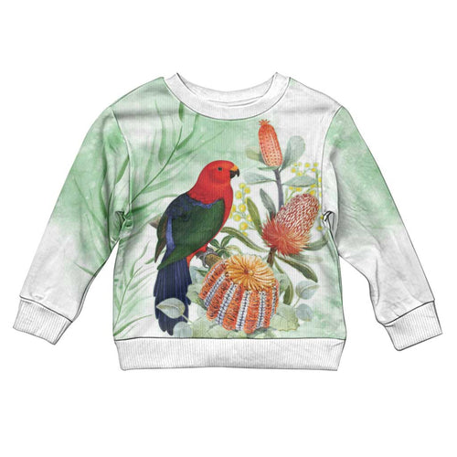 King Parrot Australia Kid Ugly Christmas Sweater Alisterus Scapularis Banksia Watercolor - Aussie Hoodie
