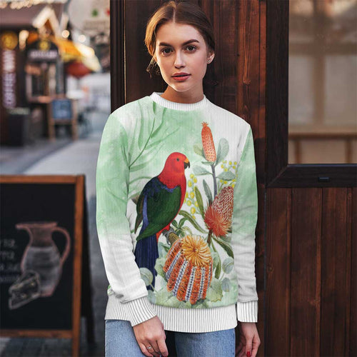 King Parrot Australia Ugly Christmas Sweater Alisterus Scapularis Banksia Watercolor - Aussie Hoodie