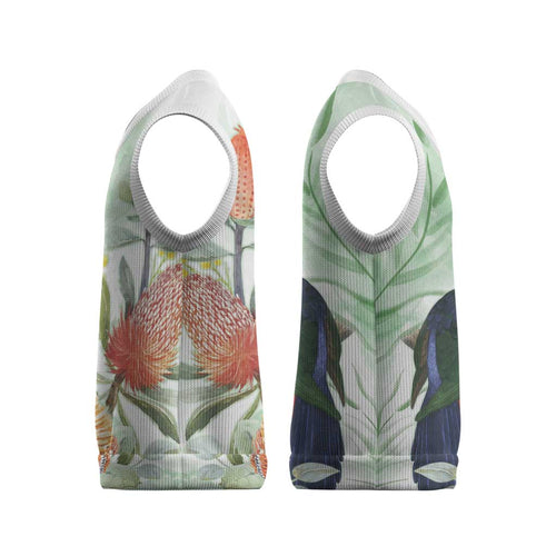King Parrot Australia Christmas Knitted V-Neck Vest Alisterus Scapularis Banksia Watercolor - Aussie Hoodie