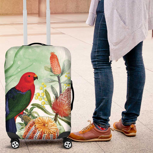 King Parrot Australia Luggage Cover Alisterus Scapularis Banksia Watercolor - Aussie Hoodie
